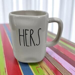 Rae Dunn Artisan Collection HERS White Ceramic Coffee Mug Magenta Woman's